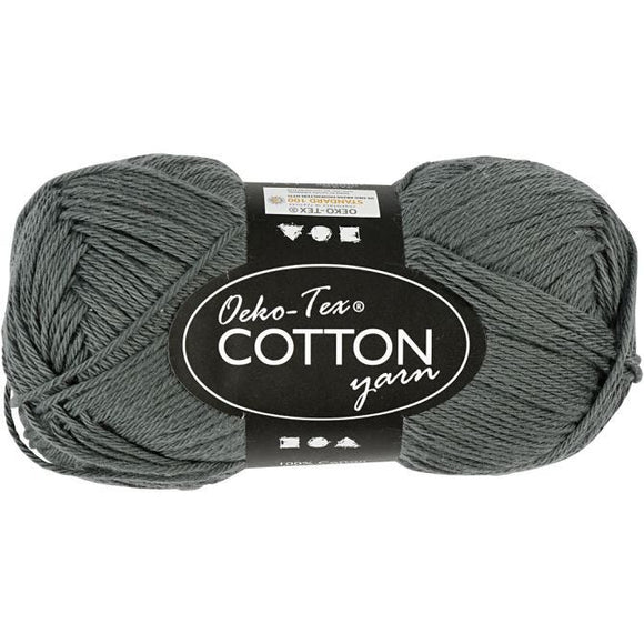 Cotton Yarn, L: 170 M, 8/4, Grey, 50G, 1 Ball