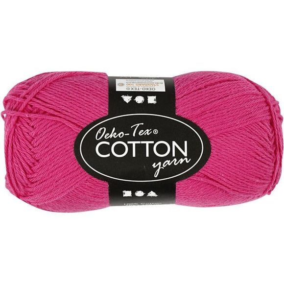 Cotton Yarn, L: 170 M, 8/4, Pink, 50G, 1 Ball