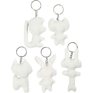 Fabric Figures With Key Rings, H: 6-10 Cm, 5 Pc