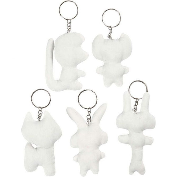 Fabric Figures With Key Rings, H: 6-10 Cm, 5 Pc