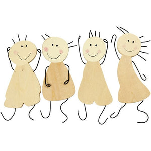 Happy Figures, H: 12.5 Cm, Plywood, 4Pcs