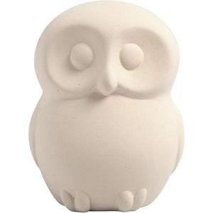 Money Owl, White Terracotta, H: 10 Cm, 8 Pc