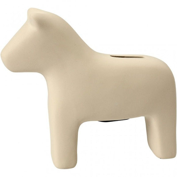 Money Horse, H:14.5 Cm, L:16.5, White Terracotta, 1 Pc