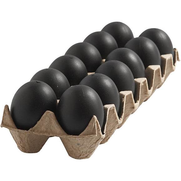 Egg, H: 6 Cm, Black, 12 Pc