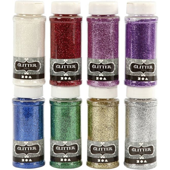 Glitter, Assorted Colours, 110 G, 1 Tub
