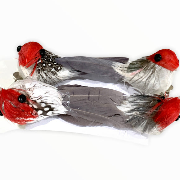 Bird, Red, H: 3.4 Cm, W: 8 Cm, 4 Pcs