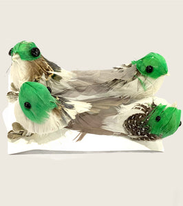 Bird, Green, H: 3.4 Cm, W: 8 Cm, 4 Pcs