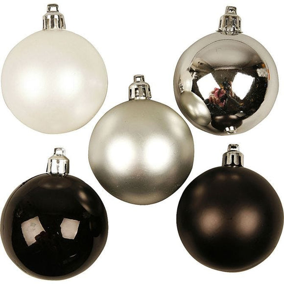 Christmas Ornaments, 6 Cm, Black Harmony, 20 Pc