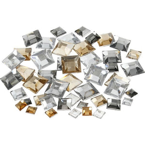 Rhinestones, Square, 6+9+12 Mm, Golden Oil, 360 Pc