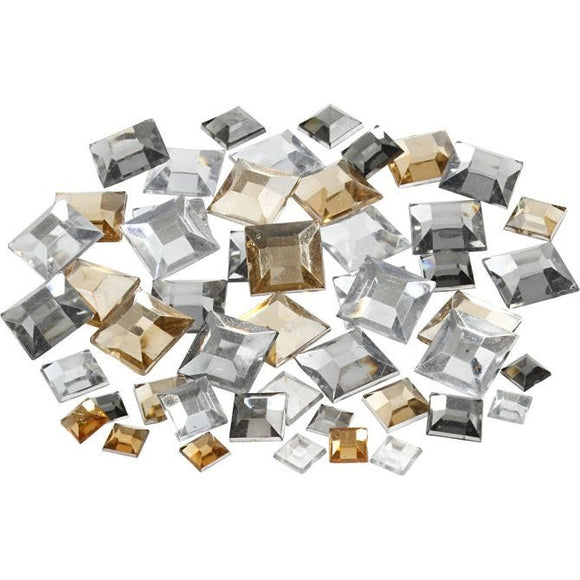 Rhinestones, Square, 6+9+12 Mm, Golden Oil, 360 Pc