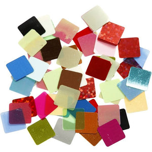 Foil Mosaic Tiles, 10X10 Mm, Assorted Colours, 250 G, 1 Pack