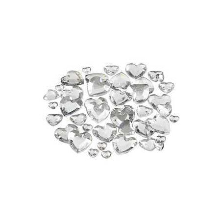 Rhinstones, Size 6+10+14 Mm, Silver, Hearts, 252 Pc