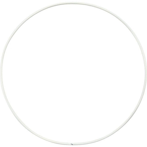 Metal Wire Ring, Circle, D: 15 Cm, Thickness 2 Mm, White, 1 Pc