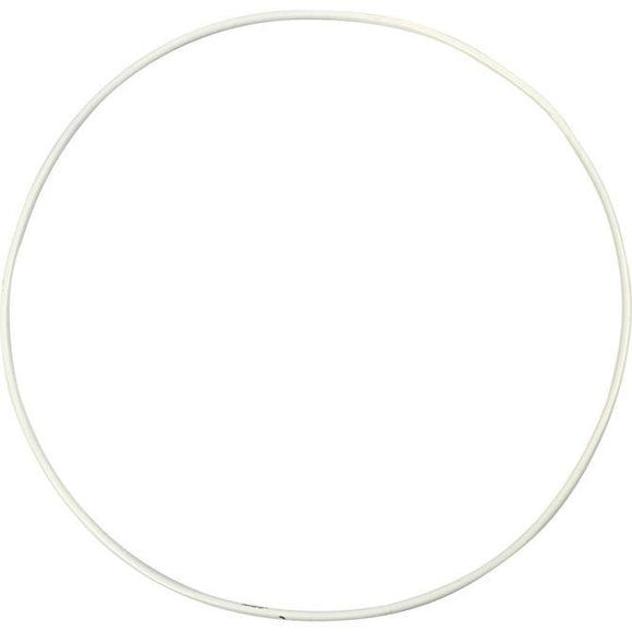 Metal Wire Ring, Circle, D: 20 Cm, Thickness 3 Mm, White, 1 Pc