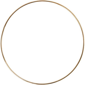 Metal Wire Ring, D: 20 Cm, Thickness 3 Mm, Gold, 1 Pc