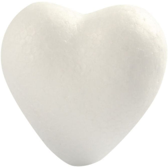 Heart, Polystyrene, H: 6 Cm, White, Pack Of 5