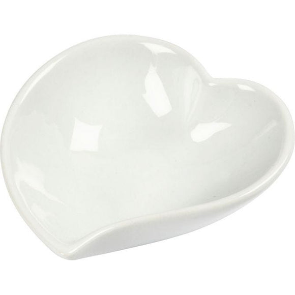 Heart-Shaped Dish, H: 2 Cm, 8 Cm, White, 12 Pc