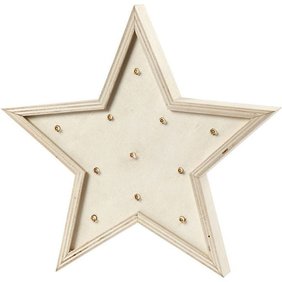 Light Box, Star, H: 26 Cm, Plywood, Depth 3.5 Cm, 1Pc