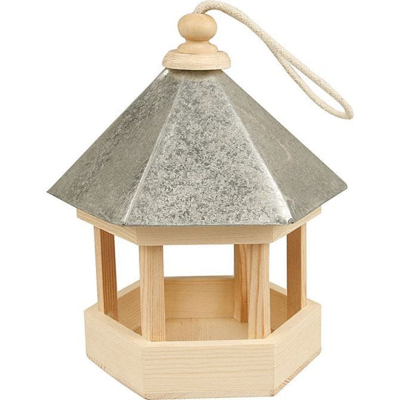 Bird Table With Zinc Roof, 22X18X16,5 Cm, Pine, 1 Pc