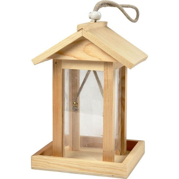 Bird Feeding House, H: 21.5 Cm, L: 14.5 Cm, W: 14.5 Cm, Pine, 1 Pc