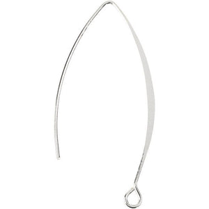 Ear Hanger, H: 42 Mm, 2 Mm, Silver-Plated, 4 Pc