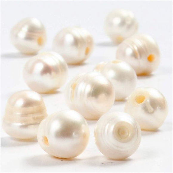 Freshwater Pearls, 9-11 Mm, 2 Mm, Mother-Of-Pearl, 10 Pc