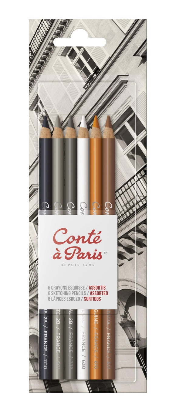 Conte A Paris Blister X6 Sketching Pencils Assorted