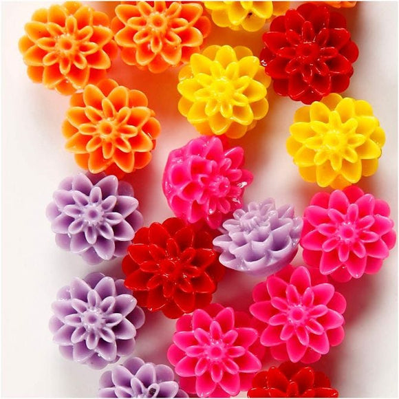 Flower Beads, 15X8 Mm, 1.5 Mm, Assorted Colours, 4 Pc, 5 Colour