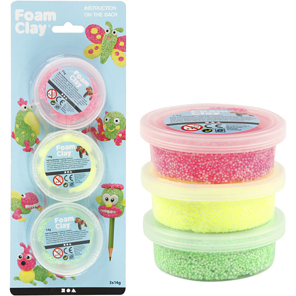 Foam Clay®, Light Green, Neon Pink, Neon Yellow, 14 G, 3 Tub