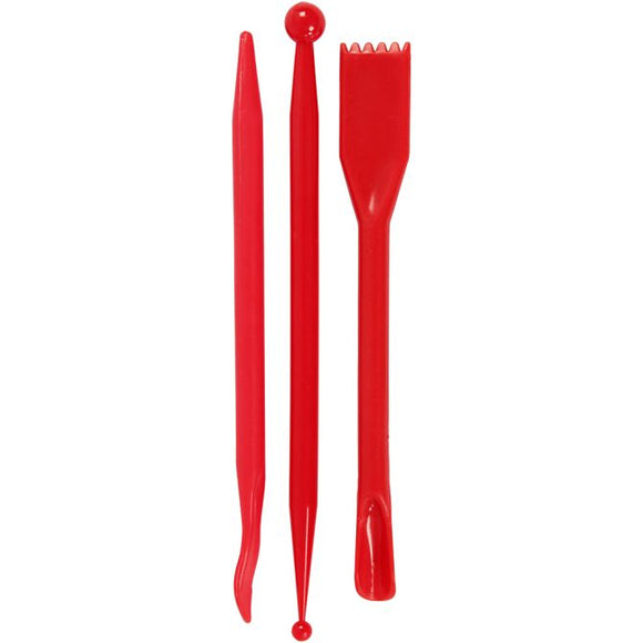 Modelling Tool, L: 14,5 Cm, Red, 3 Pc, 1 Pack