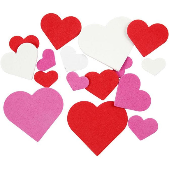 Eva Foam Hearts, 20-50 Mm, 2 Mm, Assorted Colours, 200 Asstd.