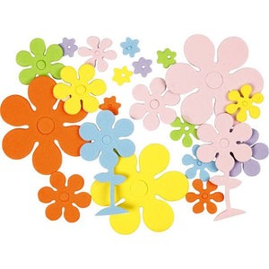 Eva Foam Flowers, 10-60 Mm, 2 Mm, Assorted Colours, 100 Asstd.