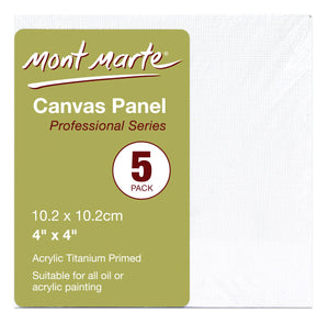 Mont Marte Signature Canvas Panels Pack 5 10.2 X 10.2Cm (4 X 4In)