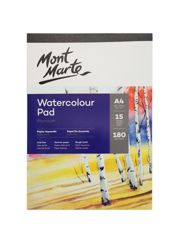 Mont Marte Premium Watercolour Pad A4 180Gsm 15 Sheet