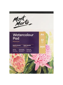 Mont Marte Premium Watercolour Pad German Paper 300Gsm A4 12 Sheet
