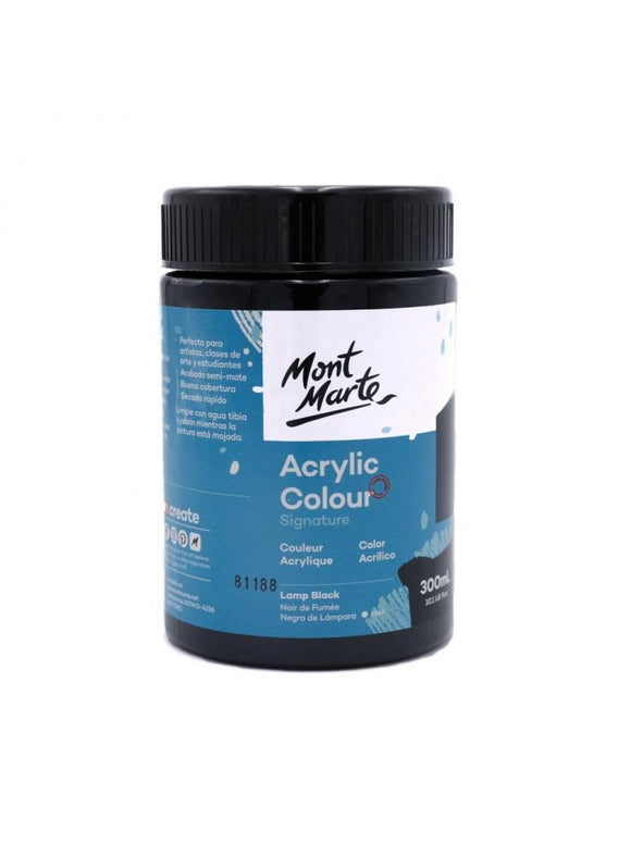Mont Marte Signature Acrylic Colour 300Ml (10.1Oz) - Lamp Black