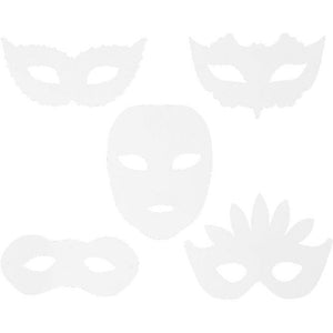 Masquerade Masks, H: 8,5-19 Cm, W: 15-20,5 Cm, 230 G, White, 16 Pc