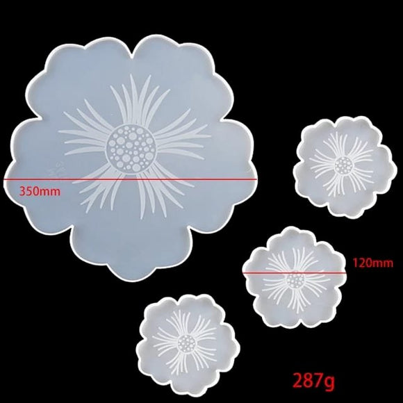Mold Tray Engraved Flower +Coaster