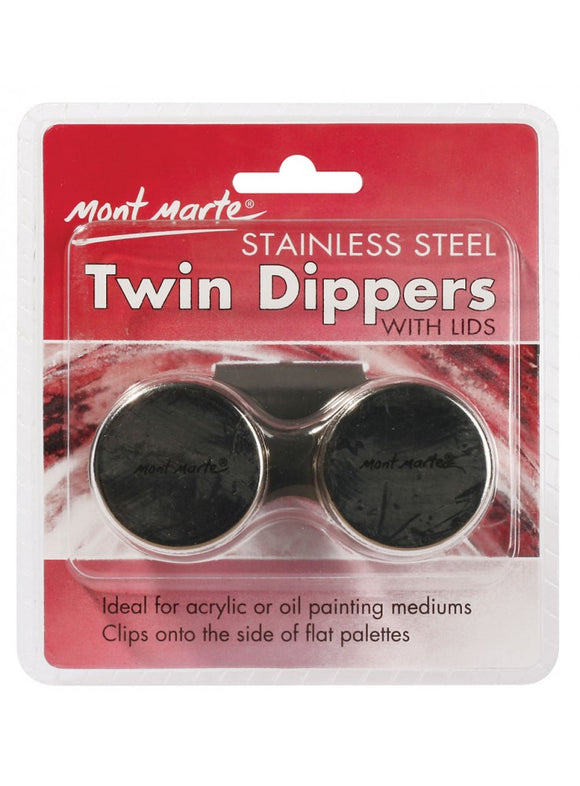 Mont Marte Stainless Steel Twin Paint Dipper With Lids