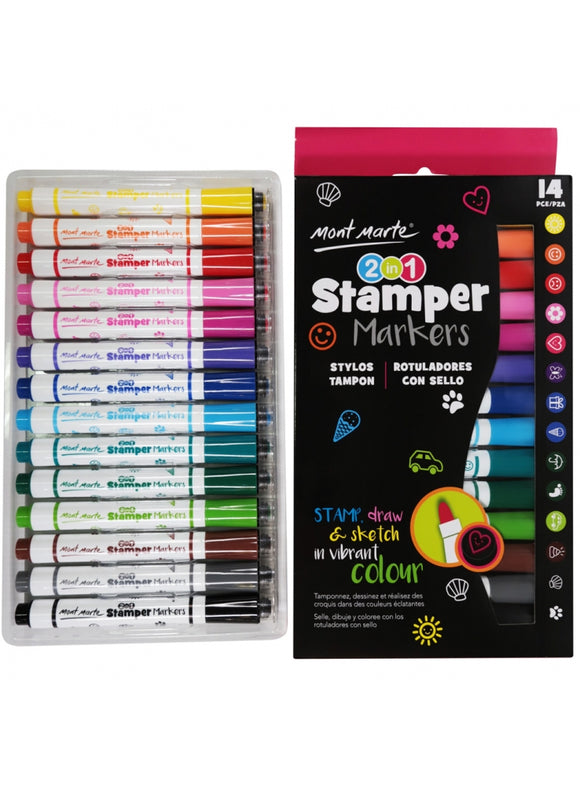 Mont Marte 2 In 1 Stamper Markers 14Pce