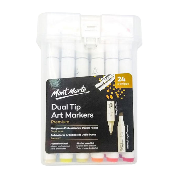 Mont Marte Dual Tip Alcohol Art Markers 24Pc In Case