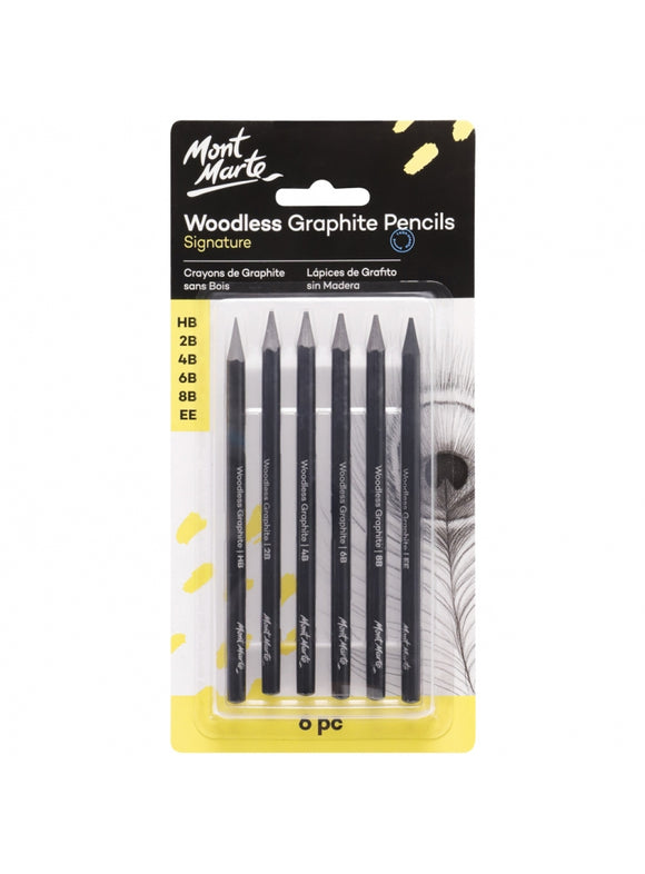 Mont Marte Woodless Graphite Pencils 6Pcs