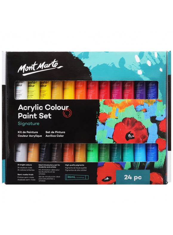 MONT MARTE Acrylic Colour Pastel Paint Set Signature 12pc x 36ml (1.2 US  fl.oz), Creamy Pastel Acrylic Paint Set, Good Coverage, Semi-Matte Finish