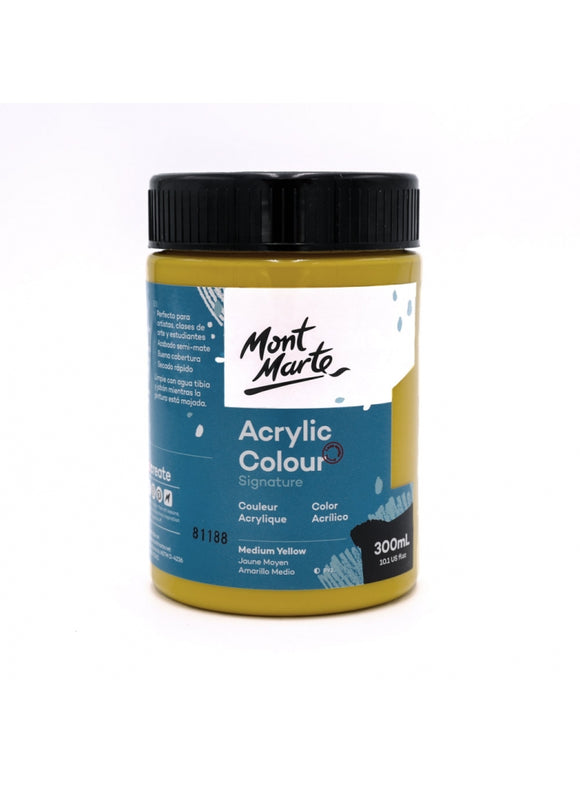 Mont Marte Signature Acrylic Colour 300Ml (10.1Oz) - Medium Yellow