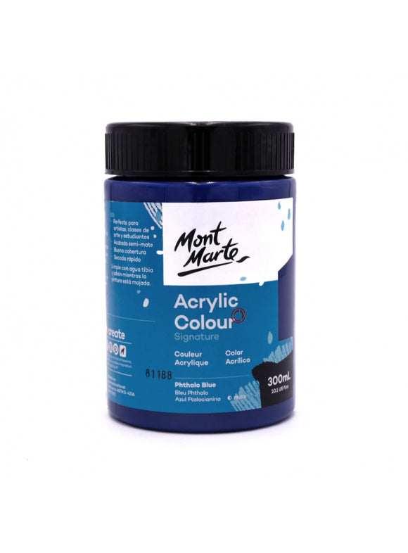 Mont Marte Signature Acrylic Colour 300Ml (10.1Oz) - Phthalo Blue