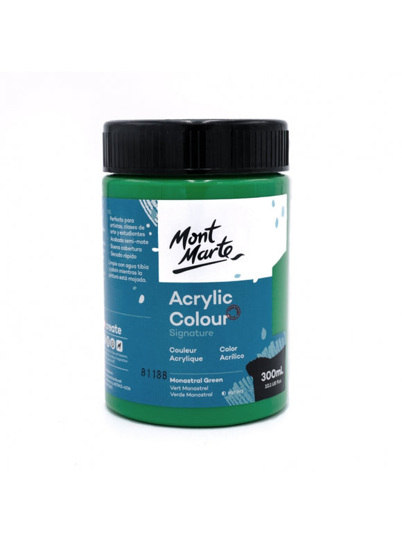 Mont Marte Signature Acrylic Colour 300Ml (10.1Oz) - Monastral Green