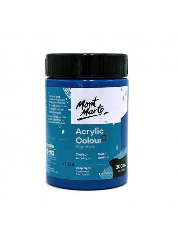 Mont Marte Signature Acrylic Colour 300Ml (10.1Oz) - Deep Cyan