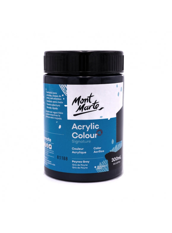 Mont Marte Signature Acrylic Colour 300Ml (10.1Oz) - Paynes Grey