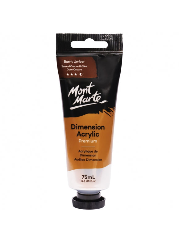Mont Marte Premium Dimension Acrylic 75Ml (2.5Oz) - Burnt Umber
