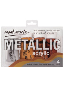Mont Marte Metallic Acrylic Paint Set 4Pcs X 50Ml